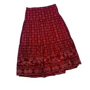 Est. 1946 Red Lace Midi Skirt With Bandana Print Lined Size LARGE 1906